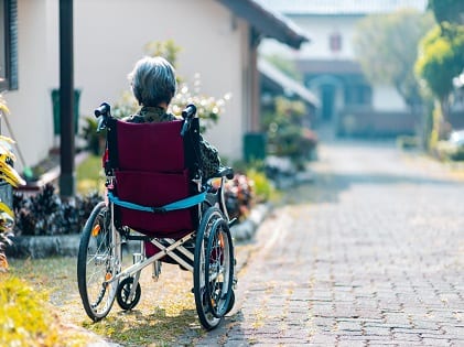 old woman in wheelchair